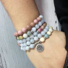 New Design 108 Prayer Beads Mala Yoga Bracelet For Men 8mm Amazonite Rhondonite A-quamarine Healing Stone Bracelet 2024 - buy cheap