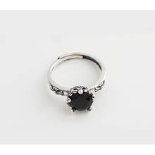 New s925 Sterling Silver Ring Girl Opening Inlaid Black Zircon Silver Finger Ring Fashion Trend Jewelry 2024 - buy cheap