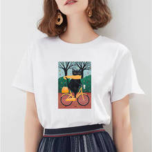 Camiseta de manga corta con estampado Animal para mujer, Tops informales de talla grande, ropa Kawaii para parejas, Ulzzang, Corea 2024 - compra barato