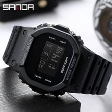 Часы наручные SANDA мужские электронные, брендовые светодиодные цифровые в стиле милитари, для спорта на открытом воздухе, для мальчиков и девочек 2024 - купить недорого