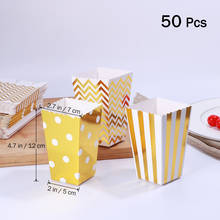 50pcs Paper Popcorn Boxes Bags Cardboard Popcorn Box Party Supplies Snack Food Pop Corn Box Candy Container Treat Cartons (Gold) 2024 - buy cheap