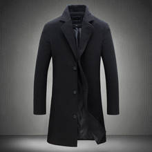 Gabardina larga de Color liso para hombre, abrigo ajustado de un solo pecho, cálido, informal, de manga larga, talla grande 5XL, para otoño 2024 - compra barato