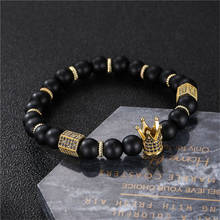 Royal Crown Charm Bracelet Men Pave CZ Gold Braided Matte Beads Stone Bracelet Men Women Handmade Jewelry Bileklik Mujer Gift 2024 - buy cheap