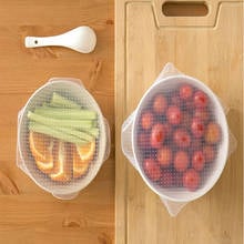 Cobertura de silicone reutilizável para manter alimentos frescos, 4 lâminas, envoltório a vácuo elástico comida ferramentas de cozinha 2024 - compre barato