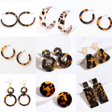 Vintage ZA Resin Acrylic Leopard Earrings For Women Statement Korean Geometry Big Dangle Drop Earrings Ladies Party Ear Jewelry 2024 - buy cheap