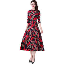 HANQIYAHULI Women Printing Casual Dress Popular Long Sleeve Vintage Style Vestidos De Festa Women's Elegant Maxi Dresses 2024 - buy cheap