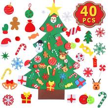 Árvore de natal de feltro para crianças, ornamentos removíveis para montagem na parede, brinquedo de árvore artificial de decoração de natal para pais e filhos 2024 - compre barato