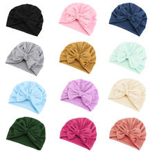 Turbante de mezcla de algodón para bebé, gorro con lazo para recién nacido, gorros para la cabeza, regalo de cumpleaños, accesorios para fotos, 14 colores 2024 - compra barato