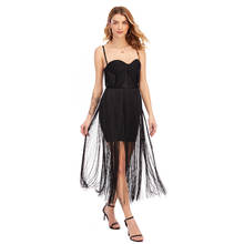 Vestido Bandage Midi sin tirantes para mujer, nuevo estilo, con borlas, con tirantes finos, color negro, para fiesta y discoteca, 2021 2024 - compra barato