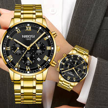 Часы наручные NIBOSI Мужские кварцевые, модные роскошные брендовые Роскошные деловые водонепроницаемые с хронографом 2024 - купить недорого
