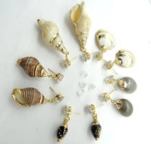 Wholesale Natural Sea Shell charm Pendant Earring Gold Color Plated Shell Drop Stud Earrings for diy Jewelry making earring 2024 - buy cheap