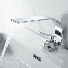 Chrome Basin Faucet Solid Brass Waterfall Bathroom Sink Faucet Big Round Spout Mixer Tap Torneira Banheiro 2024 - buy cheap