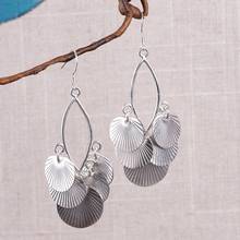 BOCAI New real S990 pure silver jewelry female fashion style silver piece tassel earrings elegant earrings for woman 2024 - buy cheap