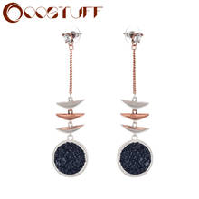 Black Stone Vintage Rose Gold Women Earrings Goth Vintage Jewelry Long Dangle Pendientes brincos Hotsale Earrings for Women 2022 2024 - buy cheap