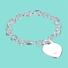 Joyería de vestido para mujer, joyería de plata de ley 925, colgante de corazón de 8 pulgadas, pulsera de cadena gruesa con cierre de garra de joyería para mujer 2024 - compra barato