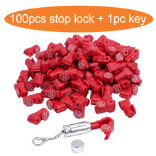 100 pcs/Bag Red 6mm EAS Security Tag stop lock hook security display hook+1pcs stoplock magnetic detacher key 2024 - buy cheap