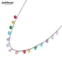 JeeMango Fashion Bohemia Stainless Steel Colorful CZ Crystal Choker Necklace Summer Beach Pendant Necklace For Women JN19125 2024 - buy cheap