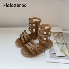 Novo verão crianças sandálias gladiador crianças marca brown sapatos do bebê meninas macio praia sandalias vestido de alta sandálias moda apartamentos 2024 - compre barato