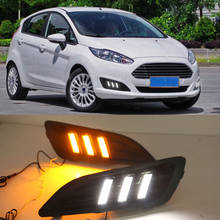 Luces LED de circulación diurna para Ford Fiesta, lámpara antiniebla DRL, cubierta amarilla de señal de giro, 1 par, 2013, 2014, 2015, 2016 2024 - compra barato