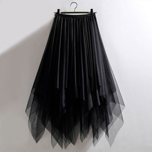 Asymmetrical Black Mesh Women Skirts Summer New 2021 High Waist A-Line Knee-Length Elegant Lady Skirts Top Quality 2024 - buy cheap