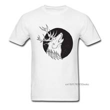 Мужская футболка с рисунком оленя и волка, белая и черная футболка с круглым вырезом, 100% хлопок, топ с рисунком животных, 2018 2024 - купить недорого