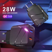 Cargador rápido LED 2 adaptador USB QC 3,0, enchufe europeo para EE. UU., cargador de pared para teléfono móvil, Samsung, Xiaomi, Huawei 2024 - compra barato