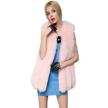 BINYUXD Winter warm Wadded Jacket  Faux Fur Vest Women Medium Long Luxury Fake Fur Coat Winter New Fashion Female Jacket 2024 - buy cheap