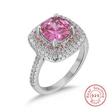 6 estilo real 100% 925 anéis de prata esterlina dedo jóias eterna natural rosa safira casamento anel de noivado para as mulheres 2024 - compre barato