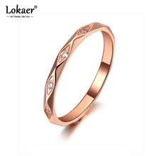 Lokaer Trendy Titanium Stainless Steel Mosaic Rhinestone Ring Jewelry Rose Gold CZ Crystal Party Rings For Women Girls R19140 2024 - buy cheap