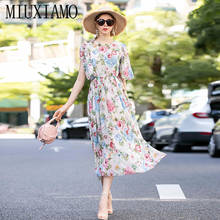 MIUXIMAO 2020 Summer Dress Newest Cute Spaghetti Strap Green Leaf  Print Flower Elegant Casual Dress Women Vestidos 2024 - buy cheap