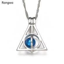 Stainless Steel Locket Blue Pearl Pendant Necklace Silver Color Metal Chain Quality Choker Jewelry For Woman Girl Accessories 2024 - buy cheap