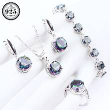 Magic Rainbow Stones 925 Sterling Silver Jewelry Sets Zirconia Earrings Rings For Women Bracelets Pendant Necklace Set Gift Box 2024 - buy cheap