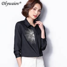 Embroidered Blouse 2021 Spring Tops Korean Chiffon Profession Shirts Women Long Sleeve Ladies Blouses Female Black Chemise Femme 2024 - buy cheap