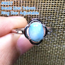 6mm Genuine Natural Blue Larimar Ring Jewelry For Woman Lady Man Crystal Water Pattern Stone Silver Adjustable Size Ring AAAAA 2024 - buy cheap