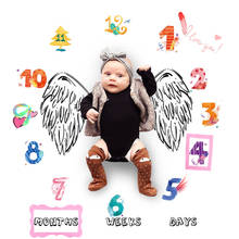 Manta mensual para bebé, telón de fondo con alas de Ángel, alfombra, calendario, foto, pañales, accesorios de fotografía, 1m x 1m 2024 - compra barato