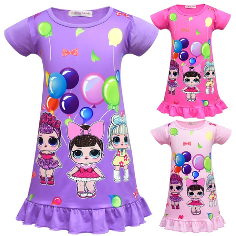 От 3 до 10 лет куклы из серии «Lol Surprise» с рисунками героев мультфильмов Новая мода для девочек, летний комплект для девочек платье пижамы юбка, детская одежда, костюм для девочек 2022 - купить недорого