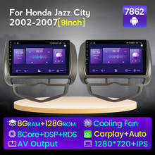 6G + 128G QLED Android 4G для HONDA JAZZ City 2002-2004 2005 2006 правостороннее Вождение Мультимедиа Стерео Автомобильный плеер GPS радио 2024 - купить недорого