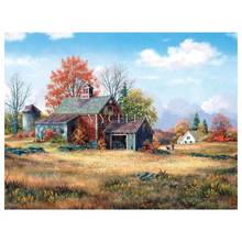 Farm Scenery Full Diamond Embroidery 5d Diy Diamond Painting Fall Cabins Mosaic Cross Stitch Houses Needlework Home Decor Gifts 2024 - buy cheap