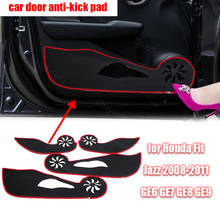 Tapete com decalque para porta de carro, adesivo anti chute, poliéster, para honda fit jazz 2013-11 ge6 ge7 ge8 ge9, acessórios de proteção 2024 - compre barato