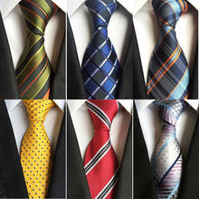 Ricnais Fashion 8cm Silke Men's Tie Red Yellow Striped Plaid Jacquard Necktie Suit Men Business Wedding Party Foamal Neck Ties 2024 - buy cheap