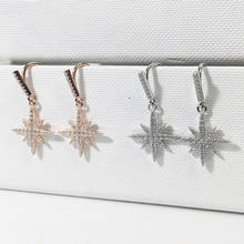 Rose Gold and Silver 925 Earrings Geometric Star Wedding Drop Earrings for Women Trendy Earrings with Zircone Korean 2024 - buy cheap