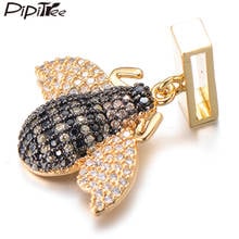 Pipitree Slider Insect Bee Charms Pendants fit Mesh Bracelet Copper Gold Color Cubic Zirconia Charms DIY Jewelry Accessories 2024 - buy cheap