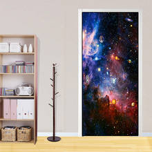 Door Stickers Universe Starry Waterproof 3D Wall Paper For Living Room Bedroom Door Wallpaper PVC Self-adhesive Art Wall Decals 2024 - buy cheap