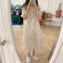 women nightgown cherry sleepdress summer cherry dress homewear peter pan collar short sleeve summer homedress sleepwear Y531 2024 - buy cheap