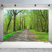 Весенний зеленый лес тропинка лес фон для детской фотосъемки с естественным живописным изображением 2024 - купить недорого