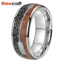 8mm Tungsten Carbide Rings for Men Women Domed Koa Wood Meteorite Arrow Inlay Polished Shiny Comfort Fit 2024 - buy cheap