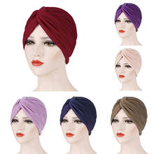 Turbante indiano muçulmano boné de quimio nó cruz queda de cabelo capa gorro bonnet câncer chapéu estiramento jérsei headwrap islam 2024 - compre barato