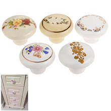 1x Flower Ceramic Cabinet Knobs and Handles Cupboard Door Drawer Kitchen Pull Knob Furniture Pulls 2024 - buy cheap