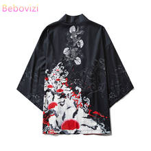 Casaco kimono japonês estiloso, blusa cardigan masculino feminino yukata haori obi ásia roupas samurai 2024 - compre barato