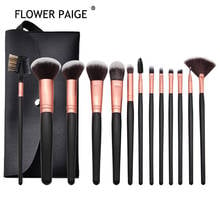 FLOWER PAIGE Makeup brushes set Black Professional with Natural Hair Foundation Powder Eyeshadow Make up Brush Blush 13pcs 2024 - buy cheap